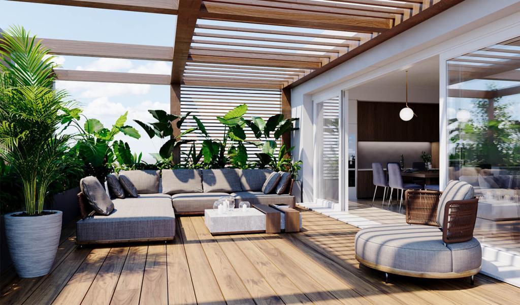 terrazzo con piante render
